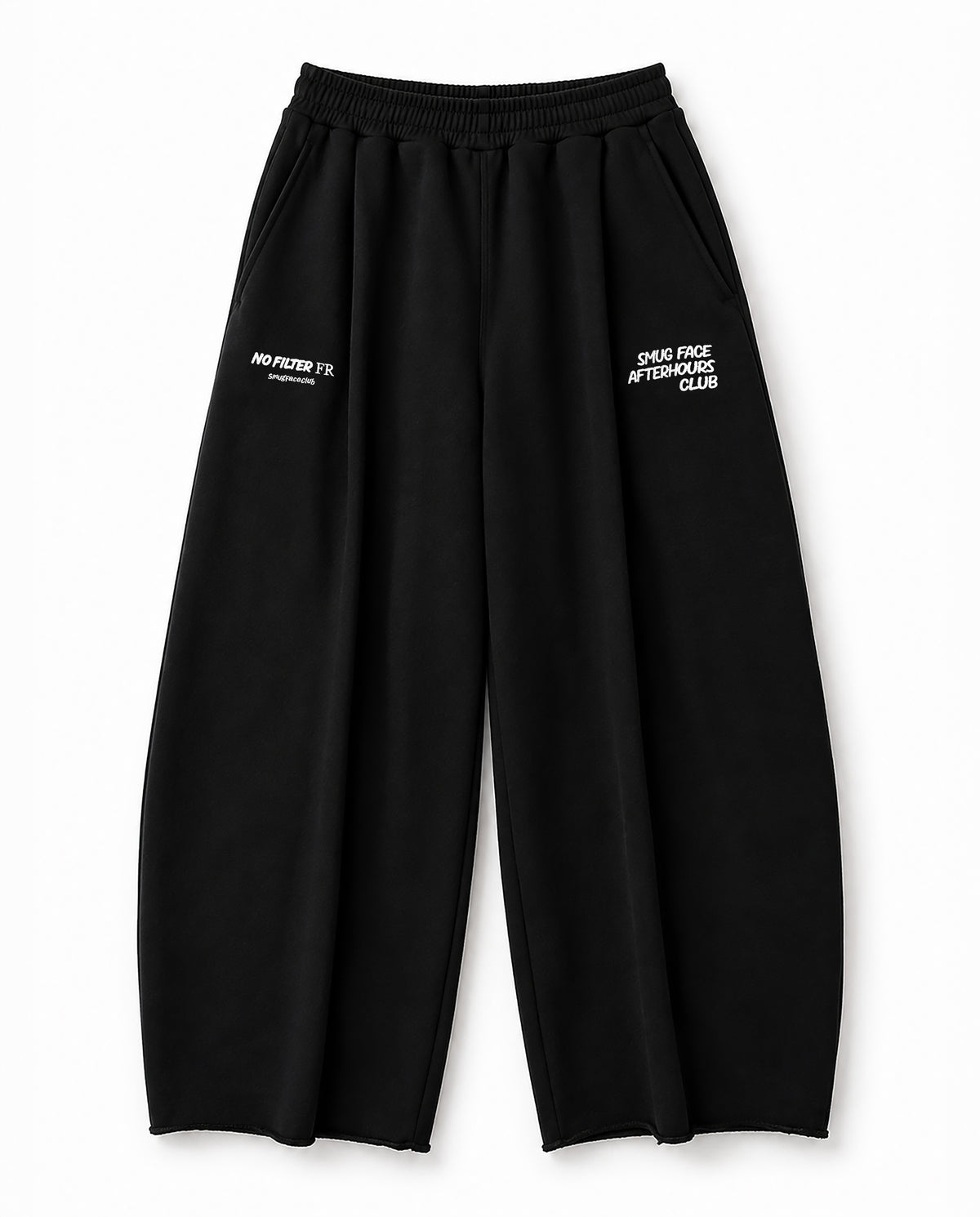 DOUBLE EMBROIDERY WIDE SWEAT PANTS