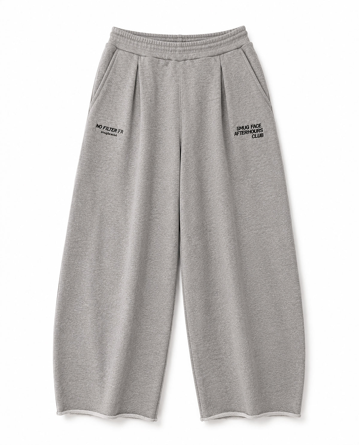 DOUBLE EMBROIDERY WIDE SWEAT PANTS