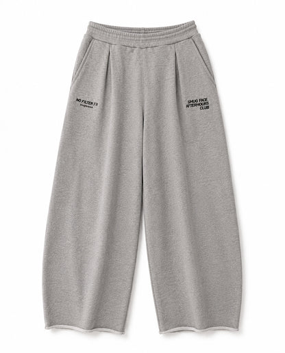 DOUBLE EMBROIDERY WIDE SWEAT PANTS