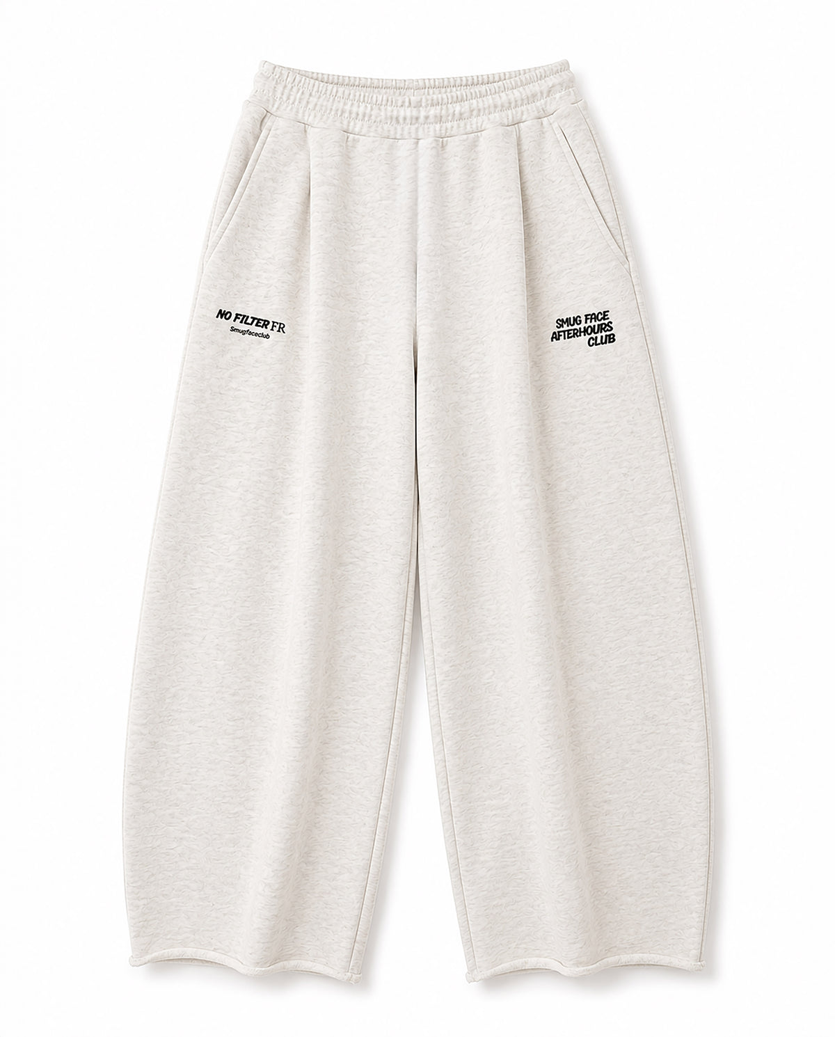 DOUBLE EMBROIDERY WIDE SWEAT PANTS