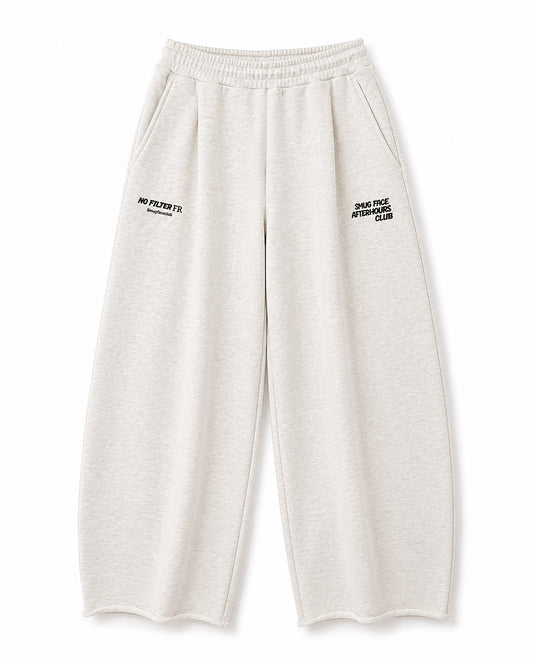 DOUBLE EMBROIDERY WIDE SWEAT PANTS