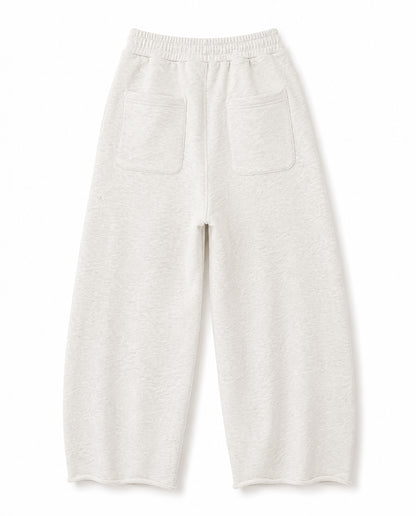 DOUBLE EMBROIDERY WIDE SWEAT PANTS