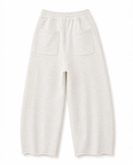 DOUBLE EMBROIDERY WIDE SWEAT PANTS