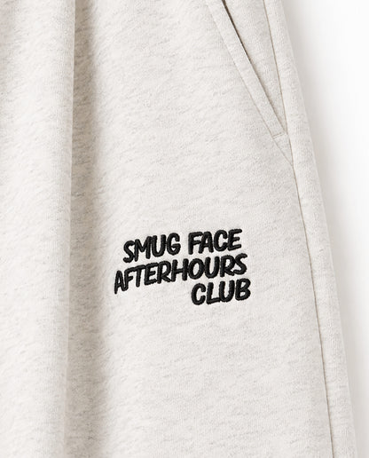 DOUBLE EMBROIDERY WIDE SWEAT PANTS
