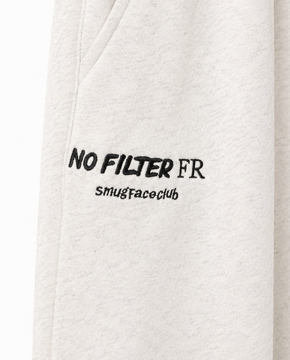 DOUBLE EMBROIDERY WIDE SWEAT PANTS